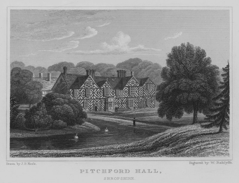 Pitchford Hall, Shropshire door John Preston Neale