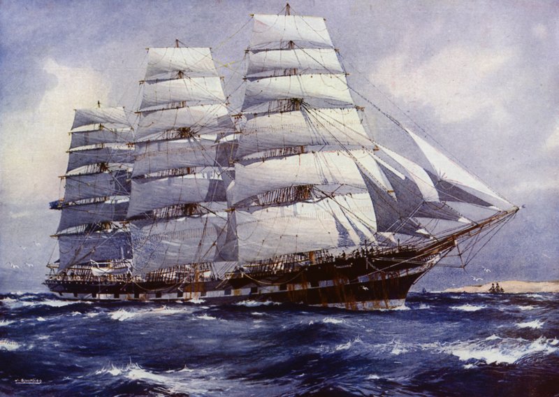 Clipper Schepen: Macquarie (kleur litho) door Jack (after) Spurling