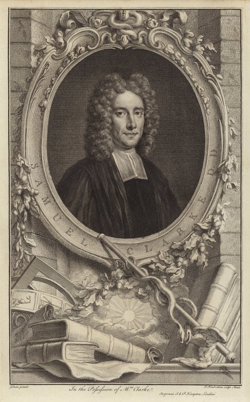 Samuel Clarke, Engelse filosoof en geestelijke (gravure) door Jacobus Houbraken
