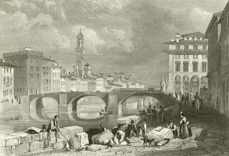 De Brug van Santa Trinita door James Duffield Harding