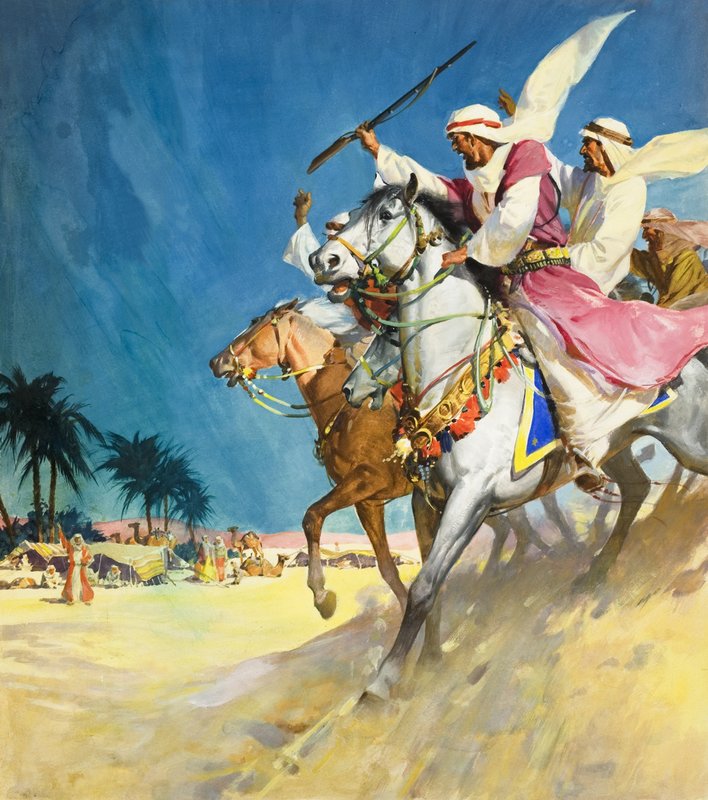 Arabieren (gouache op papier) door James Edwin McConnell