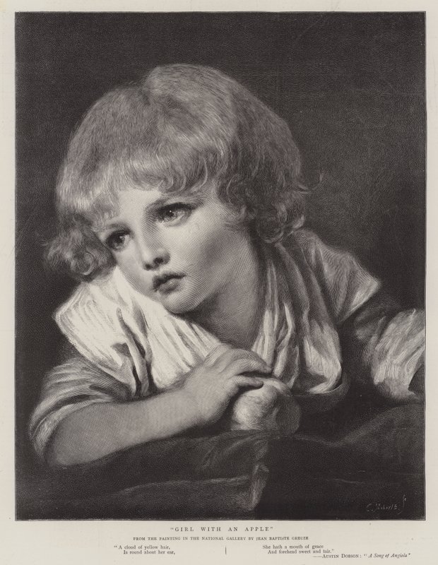 Meisje met een appel door Jean Baptiste Greuze