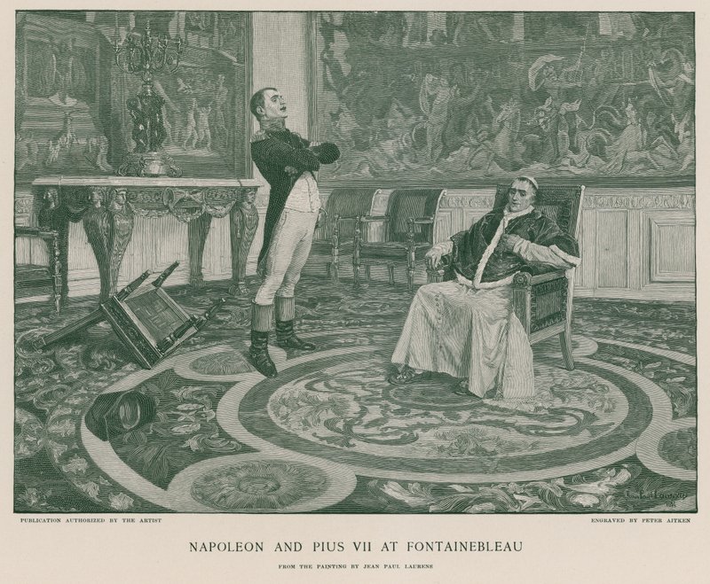 Napoleon en Pius VII in Fontainebleau door Jean Paul Laurens