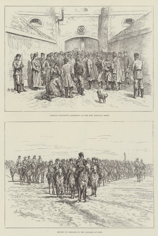 Militairen in Kiev door Johann Nepomuk Schonberg