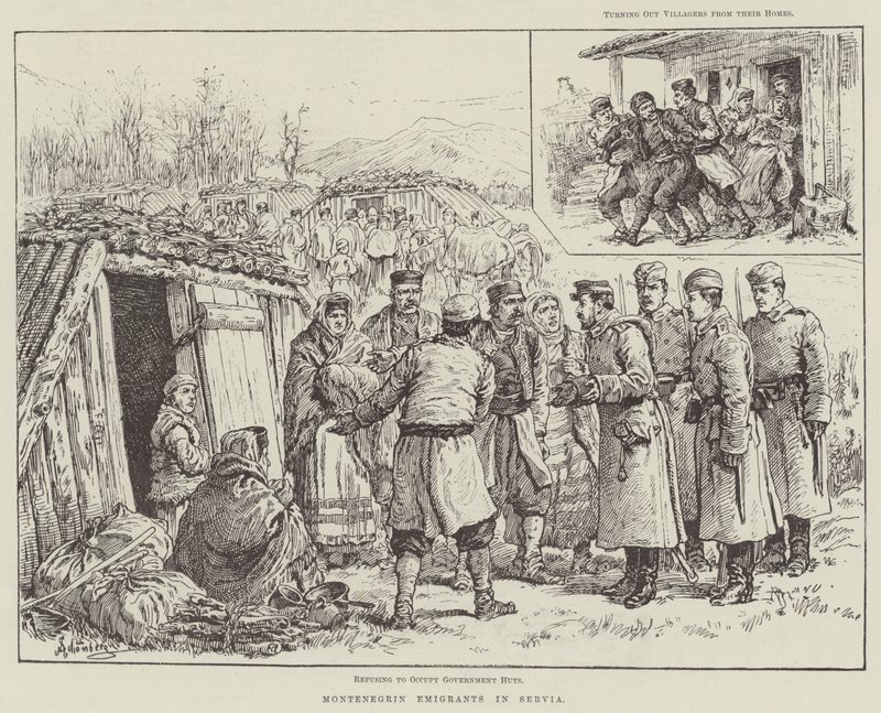 Montenegrijnse emigranten in Servië door Johann Nepomuk Schonberg