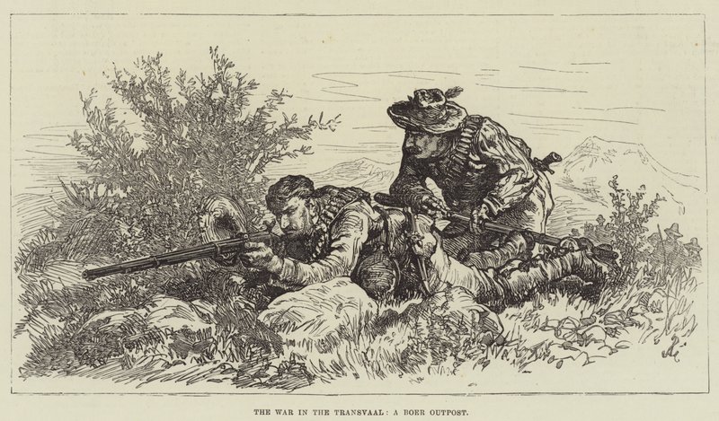 De Oorlog in de Transvaal, een Boerenvoorpost door Johann Nepomuk Schonberg