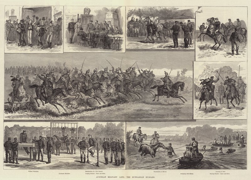 Oostenrijks Militair Leven, de Hongaarse Huzaren door Johann Nepomuk Schonberg