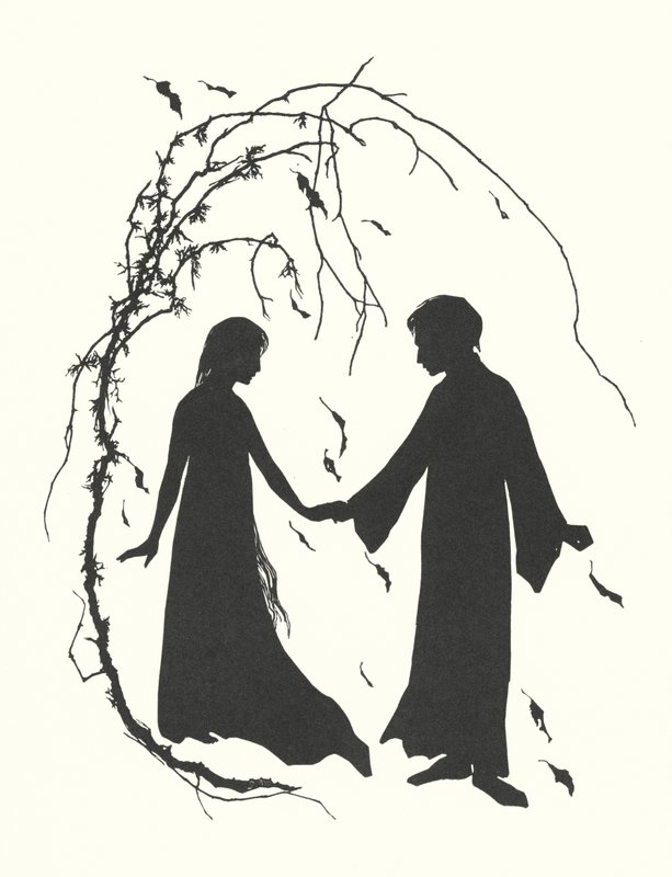 Johanna Beckmann silhouet (litho) door Johanna Beckmann
