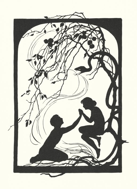 Johanna Beckmann silhouet (litho) door Johanna Beckmann
