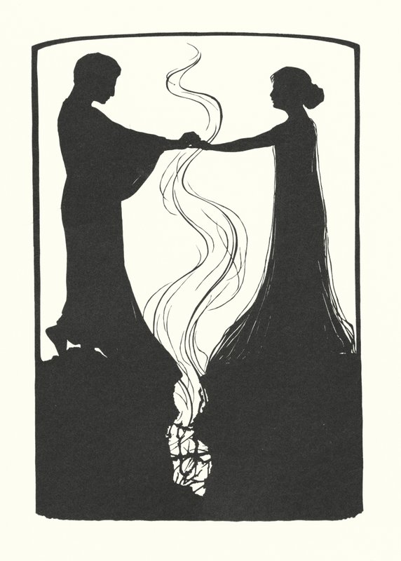 Johanna Beckmann silhouet (litho) door Johanna Beckmann