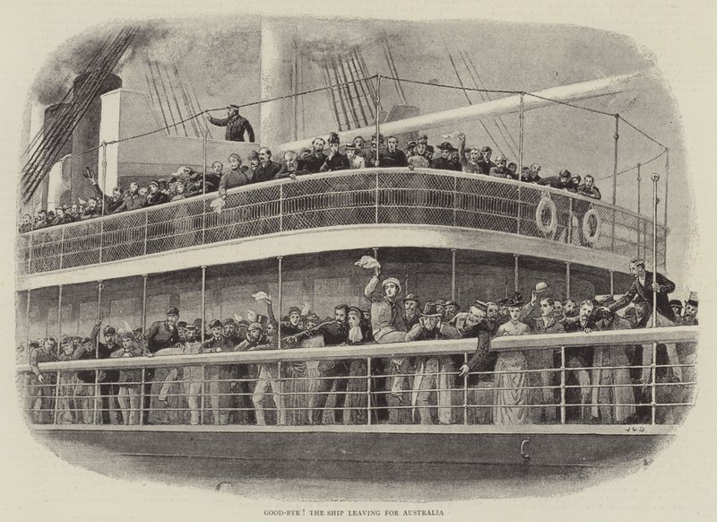 Vaarwel! Het schip vertrekt naar Australië door John Charles Dollman