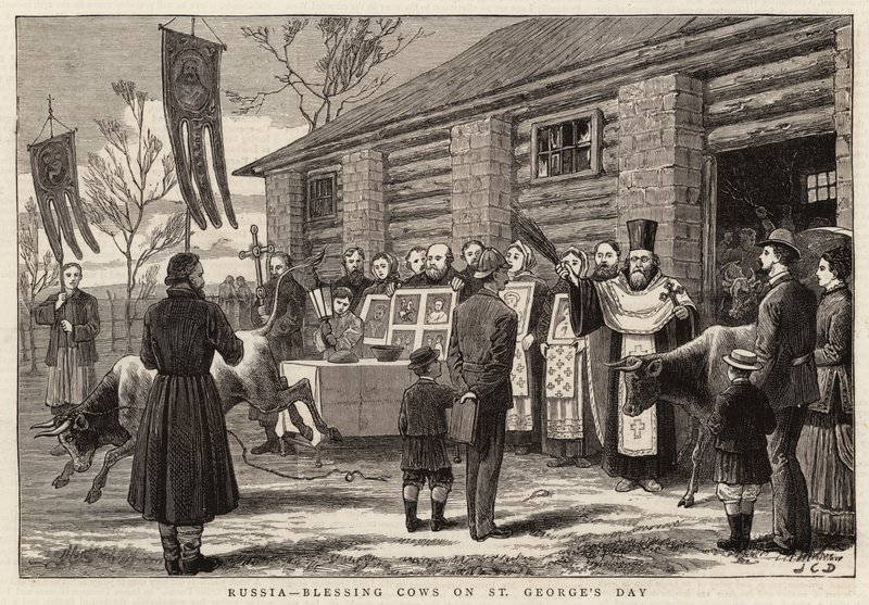 Rusland, zegenen van koeien op Sint-Jorisdag door John Charles Dollman