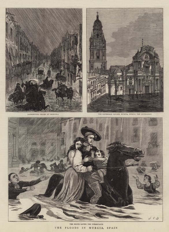 De Overstromingen in Murcia, Spanje door John Charles Dollman
