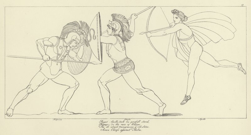 Zeven Hoofden tegen Thebe door John Flaxman
