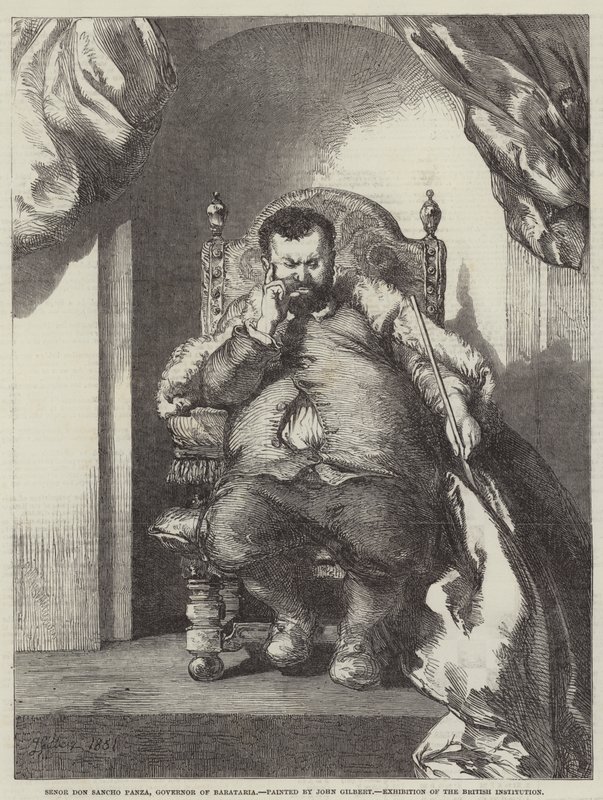 Senor Don Sancho Panza, gouverneur van Barataria, tentoonstelling van de Britse instelling door John Gilbert