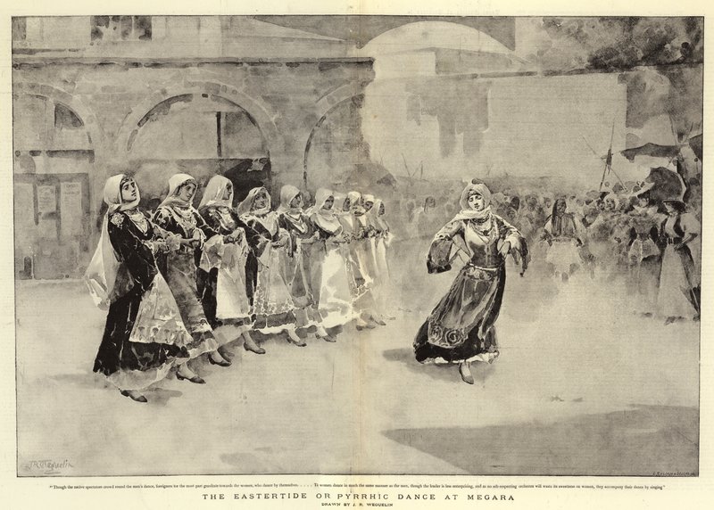 De Paastijd of Pyrrhische Dans in Megara door John Reinhard Weguelin