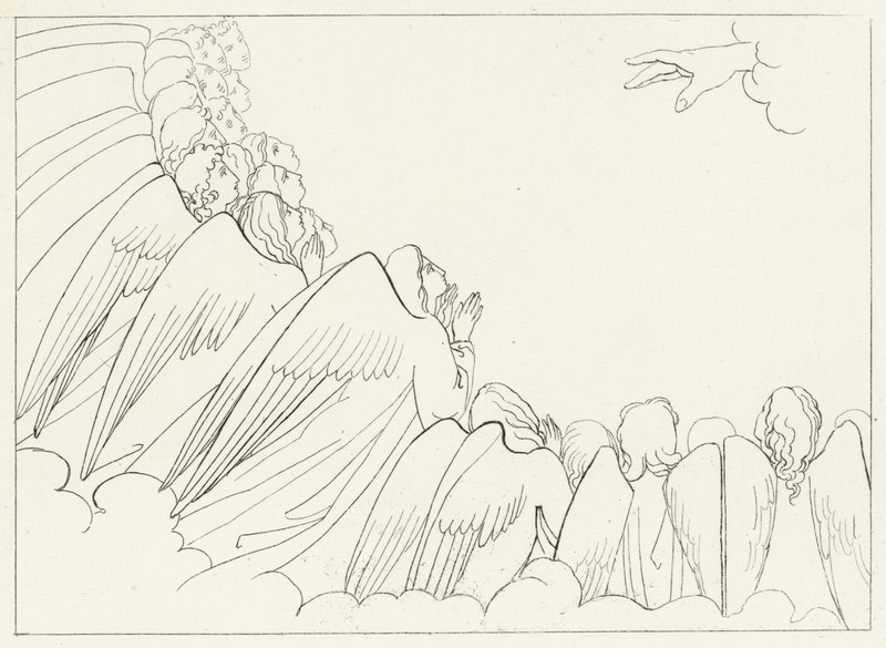 De Hiërarchieën, Paradijs, Canto 29 (gravure) door John (after) Flaxman