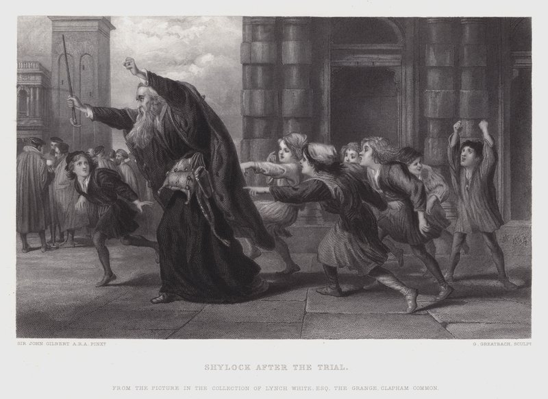 Shylock na het proces door John (after) Gilbert