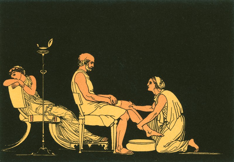 Euryclea ontdekt Ulysses door John Flaxman