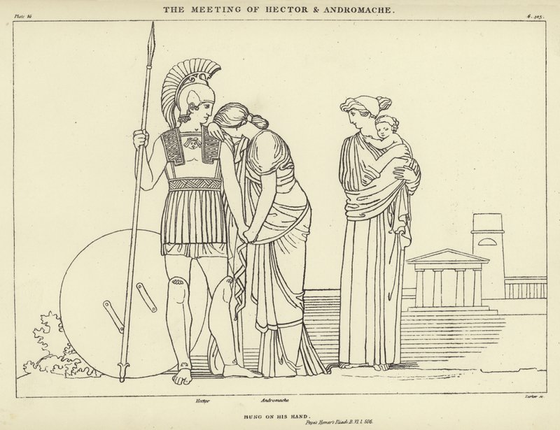 De ontmoeting van Hector en Andromache door John Flaxman