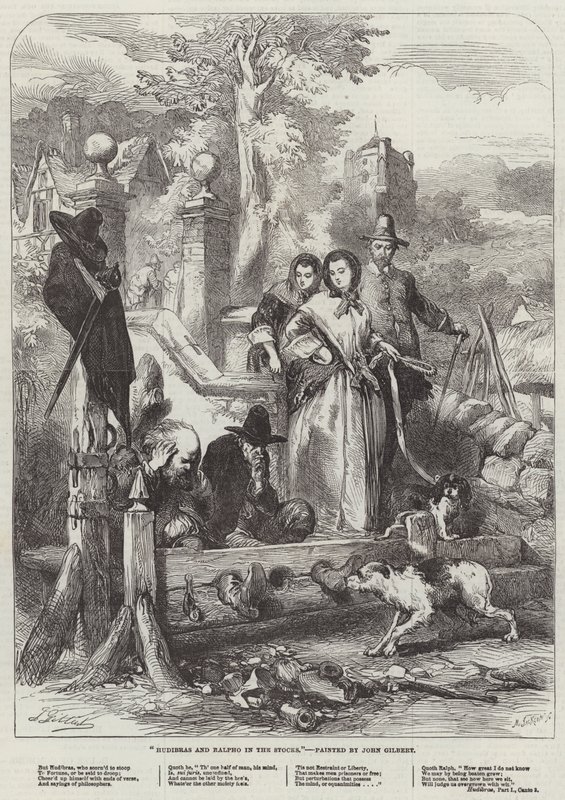 Hudibras en Ralpho in de schandpaal door John Gilbert