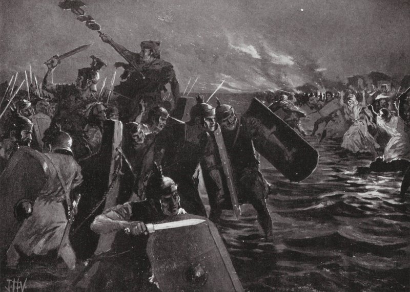 De Romeinse aanval op Anglesea door John Harris Valda