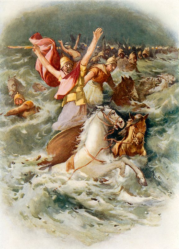 De Egyptenaren verdrinken in de Rode Zee door John Lawson