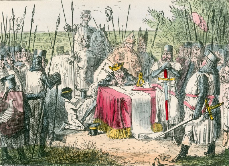 Koning Jan ondertekent de Magna Charta door John Leech
