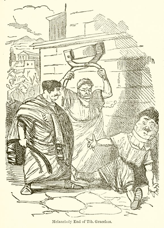 Melancholisch einde van Tib. Gracchus door John Leech