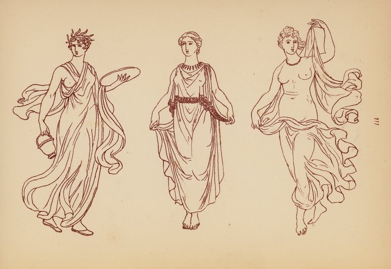 Oud-Grieks vrouwelijk kostuum (litho) door John Moyr Smith