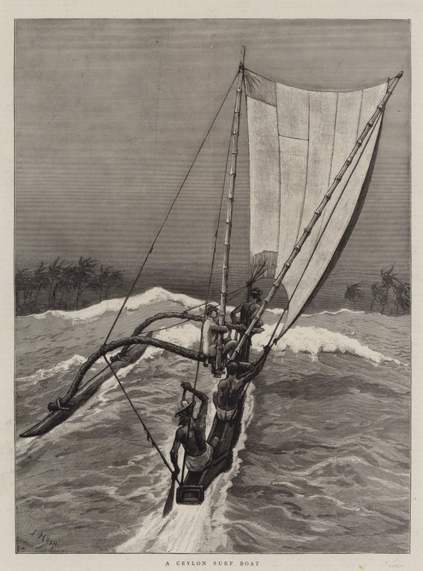 Een Ceylon Surfboot door Joseph Nash