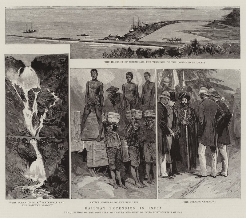 Spoorwegaanleg in India door Joseph Nash