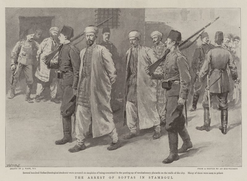 De arrestatie van Softas in Stamboul door Joseph Nash