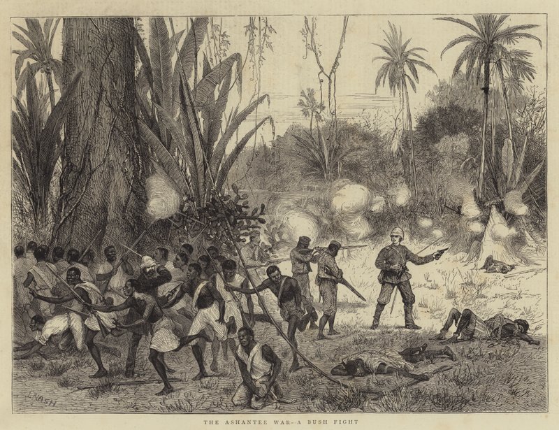 De Ashantee Oorlog, een gevecht in de bush door Joseph Nash