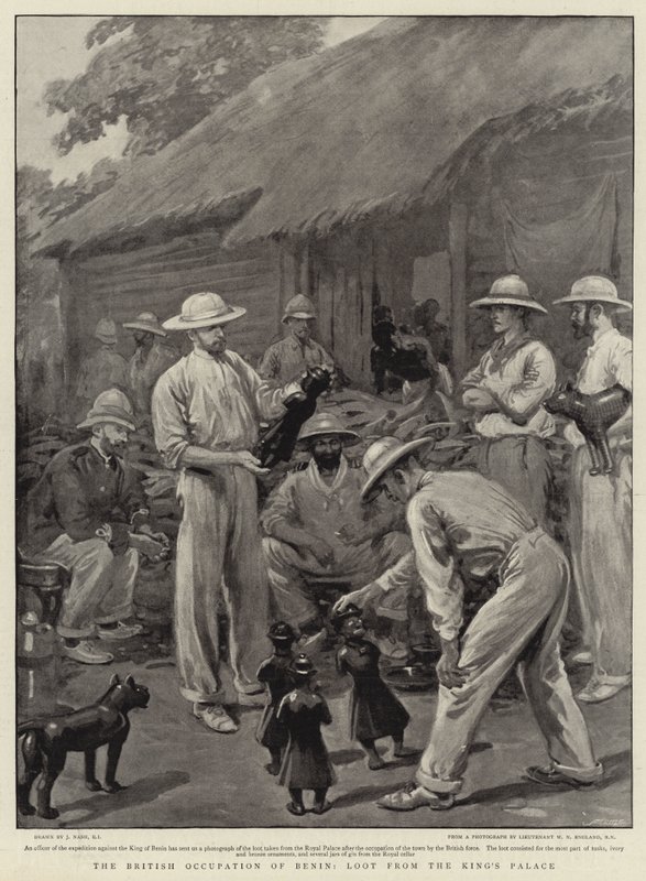 De Britse Bezetting van Benin, Buit uit het Paleis van de Koning door Joseph Nash