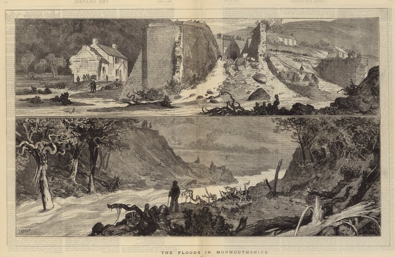 De Overstromingen in Monmouthshire door Joseph Nash