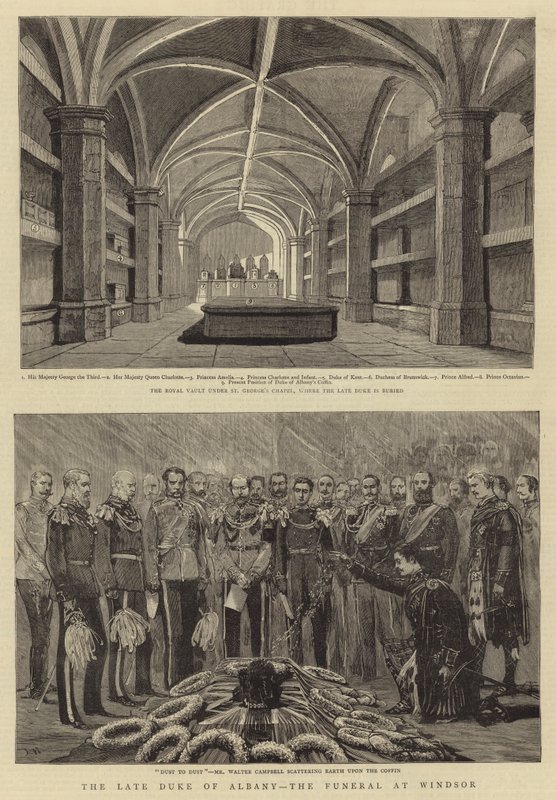 De overleden hertog van Albany, de begrafenis in Windsor door Joseph Nash