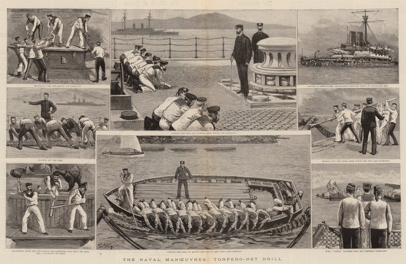 De Marine Manoeuvres, Torpedo-Net Oefening door Joseph Nash