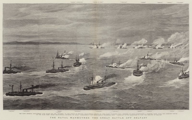 De Marine Manoeuvres, de Grote Slag bij Belfast door Joseph Nash