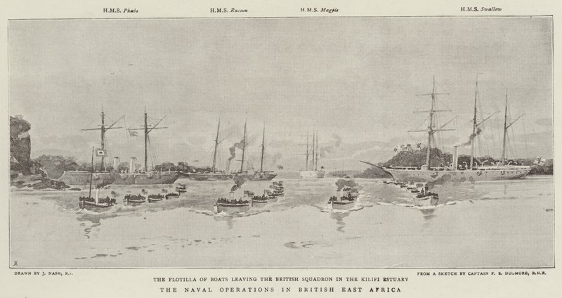 De Marineoperaties in Brits Oost-Afrika door Joseph Nash