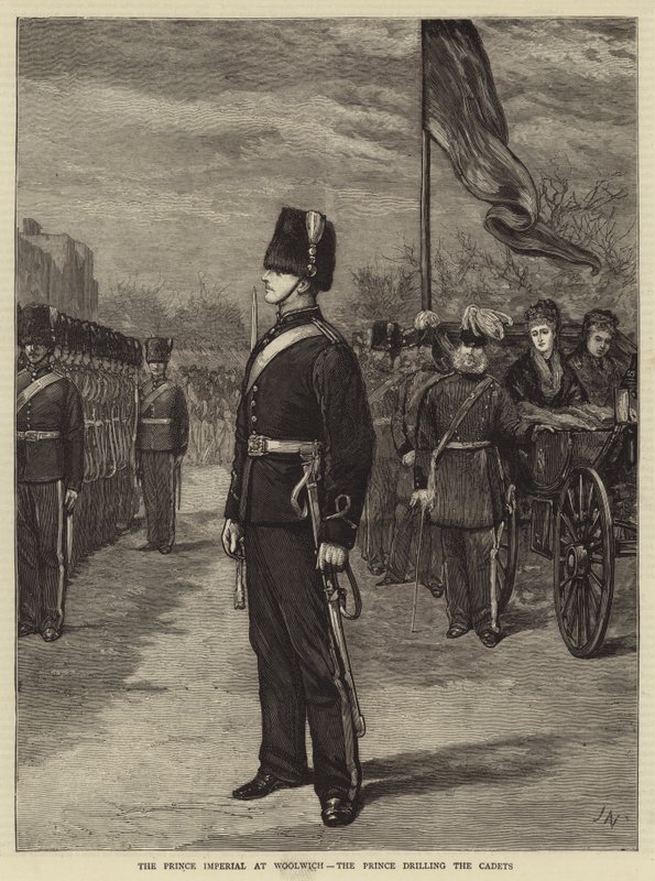 De Prins Imperial in Woolwich, de Prins die de Cadetten oefent door Joseph Nash