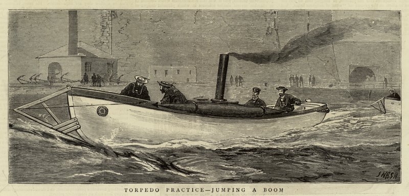 Torpedo-oefening, een Boom springen door Joseph Nash