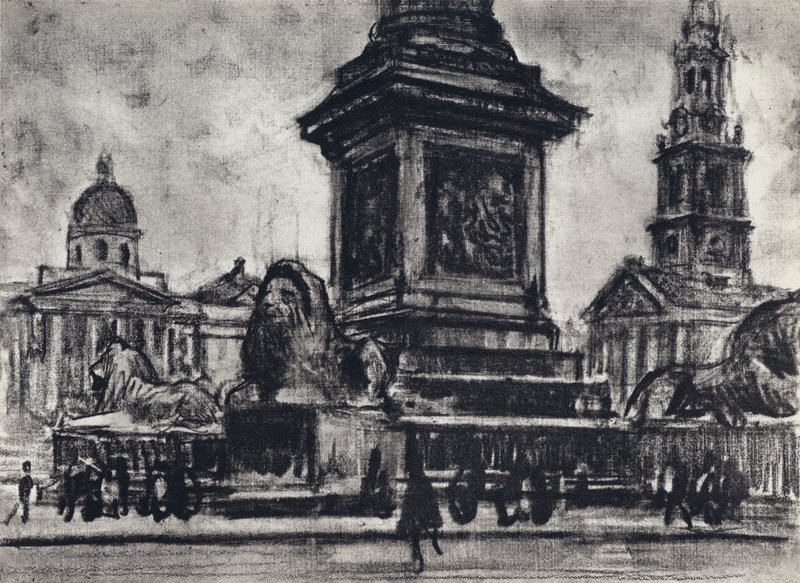 Leeuwen, Trafalgar Square door Joseph (after) Pennell