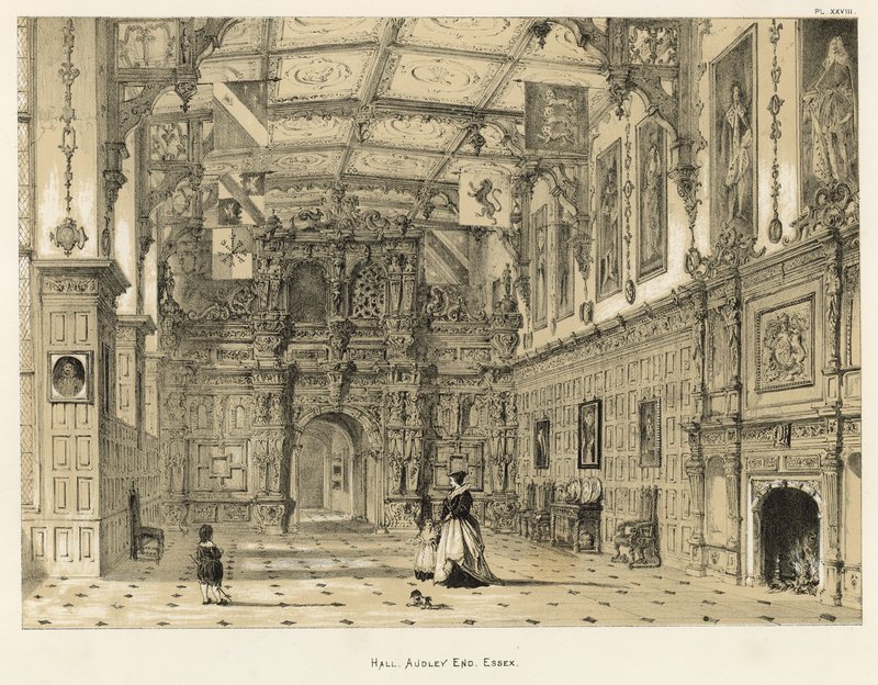 Hal, Audley End, Essex door Joseph Nash