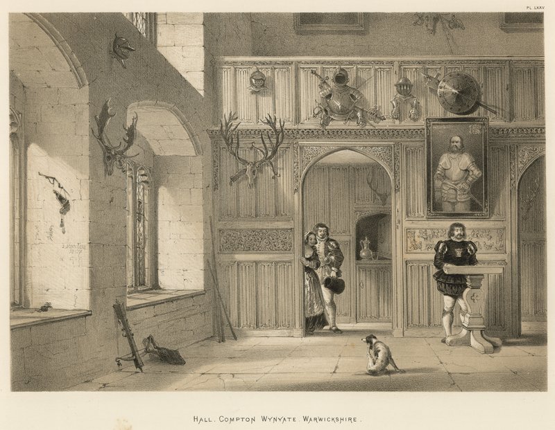 Hal, Compton Wynyate, Warwickshire door Joseph Nash