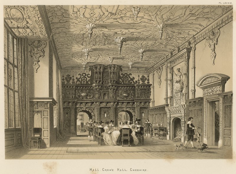 Hal, Crewe Hall, Cheshire door Joseph Nash