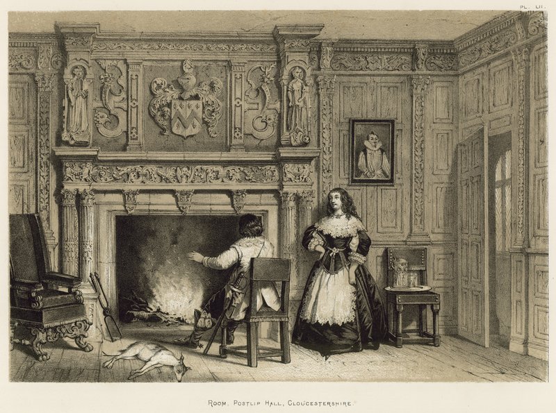 Kamer, Postlip Hall, Gloucestershire door Joseph Nash