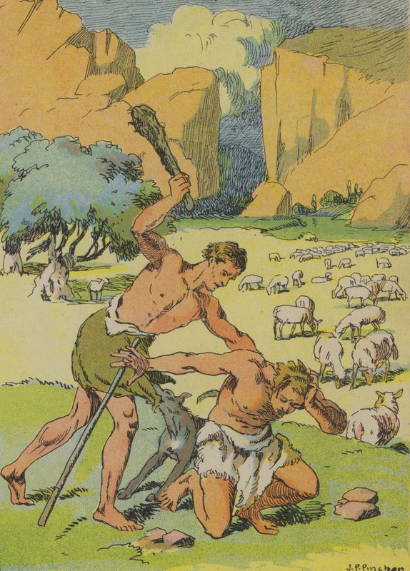 Kaïn vermoordt Abel door Joseph Porphyre Pinchon