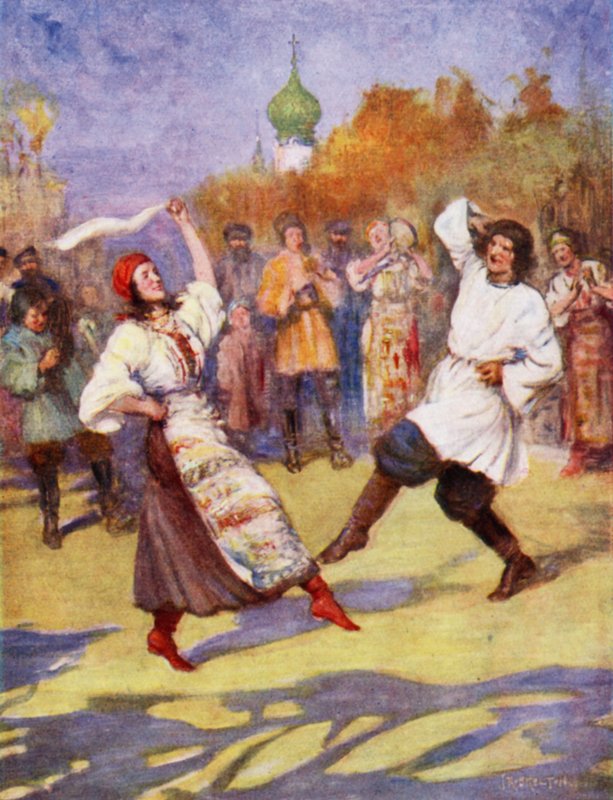 Russische boeren dans door Joseph Ratcliffe Skelton