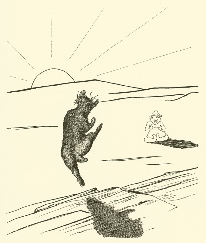 Oude man kangoeroe (gravure) door Joseph Rudyard (after) Kipling